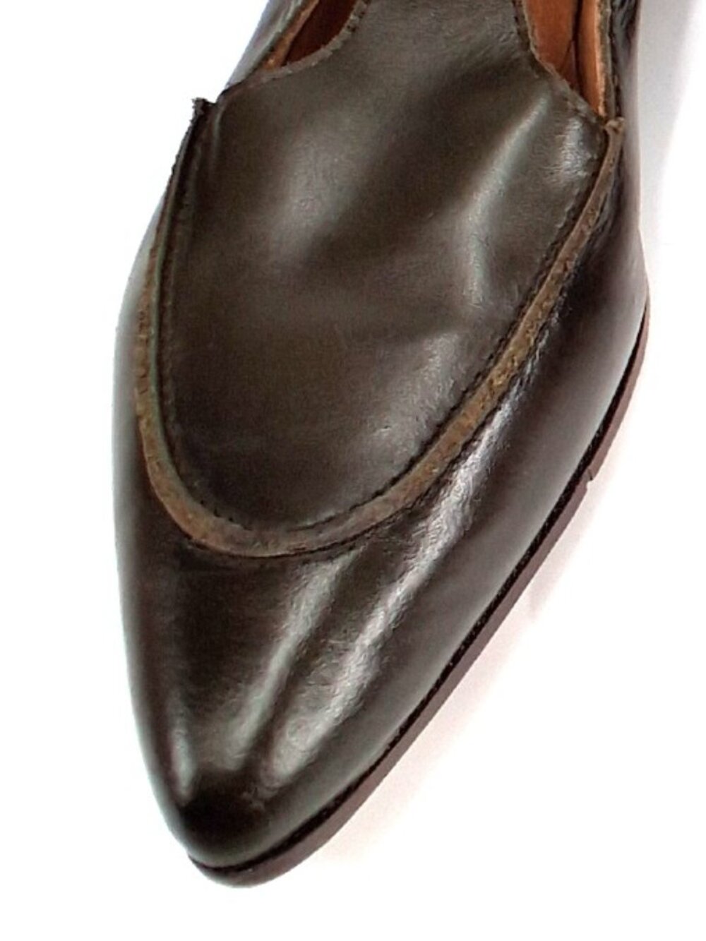 MOMA Handmade Leather Mary Jane T Strap Shoes Pointed Toe Brown EU 41 Italy - Picture 5 of 14